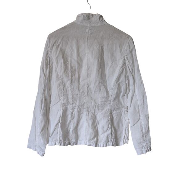Made in Italy 100% Linen Flax Blazer Jacket Top White Size 46 US 10 - Classy - Picture 5 of 11